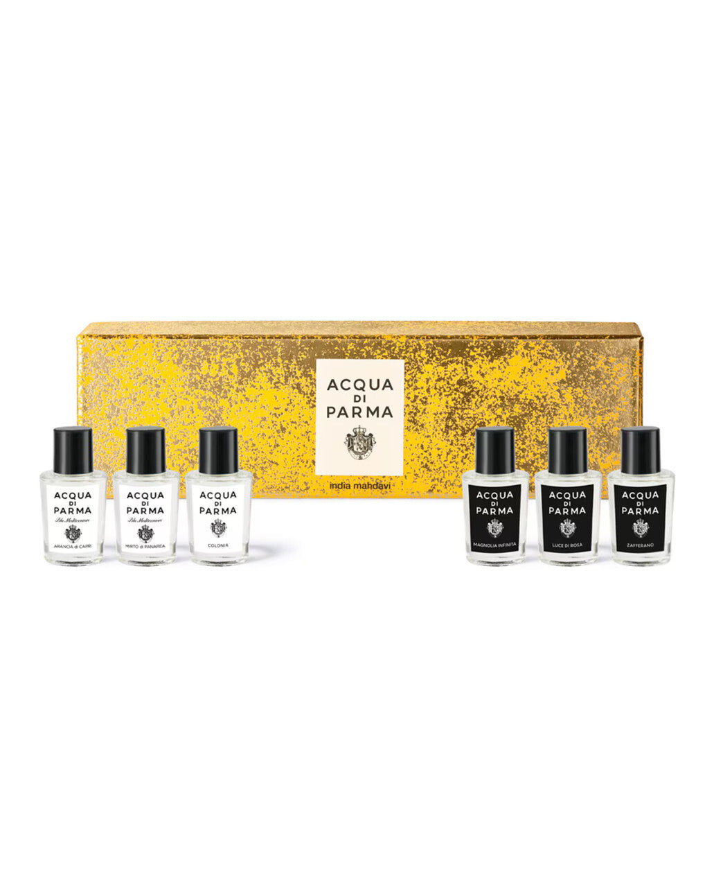 Acqua di parma 6 * 5 ml mini set: colonia eau de cologne + arancia di capri eau de toilette + mirto di panareo eau de toilette + luce di rosa eau de parfum + magnolia infinita eau de parfum + zafferano eau de parfum